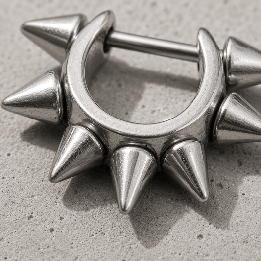 cartilage cuff with spike detailing on a concrete surface