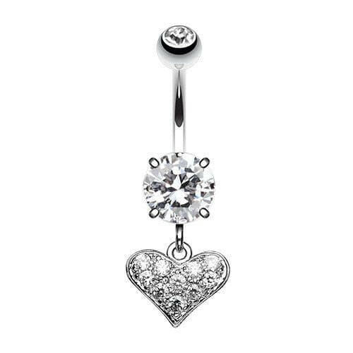 Mini Cubic Zirconia Heart Sparkle Belly Button Ring Navel Ring Impulse Piercings Clear