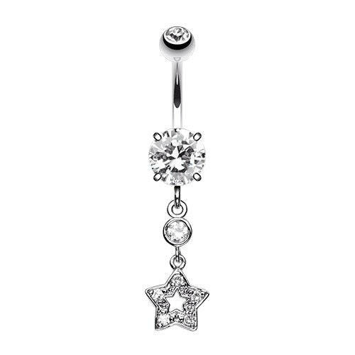 Mini Cubic Zirconia Star Dazzle Belly Button Ring Navel Ring Impulse Piercings Clear