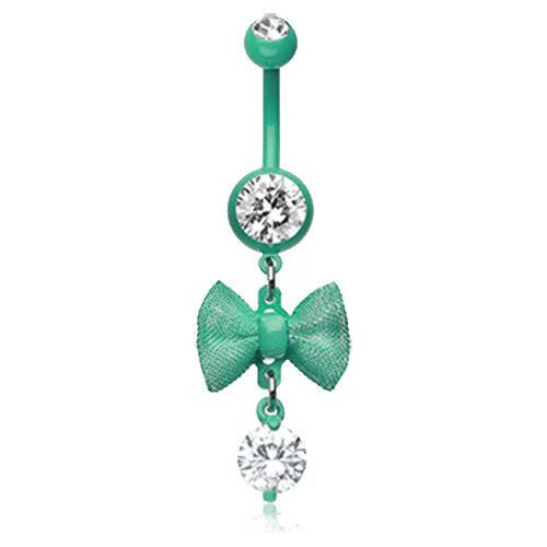 Mint Dainty Bow-Tie Belly Button Ring Navel Ring Impulse Piercings