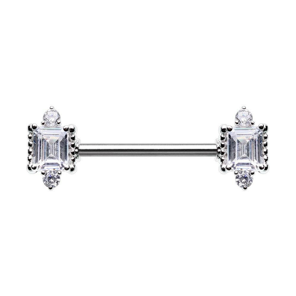 Mirror Mirror On the Wall Gem Nipple Barbell Ring Nipple Ring Impulse Piercings