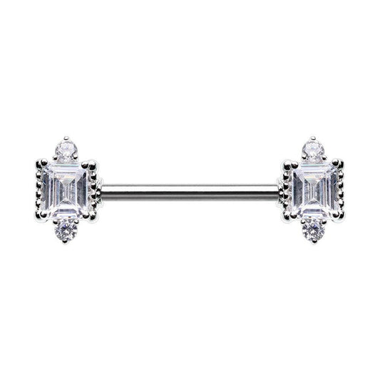 Mirror Mirror On the Wall Gem Nipple Barbell Ring Nipple Ring Impulse Piercings