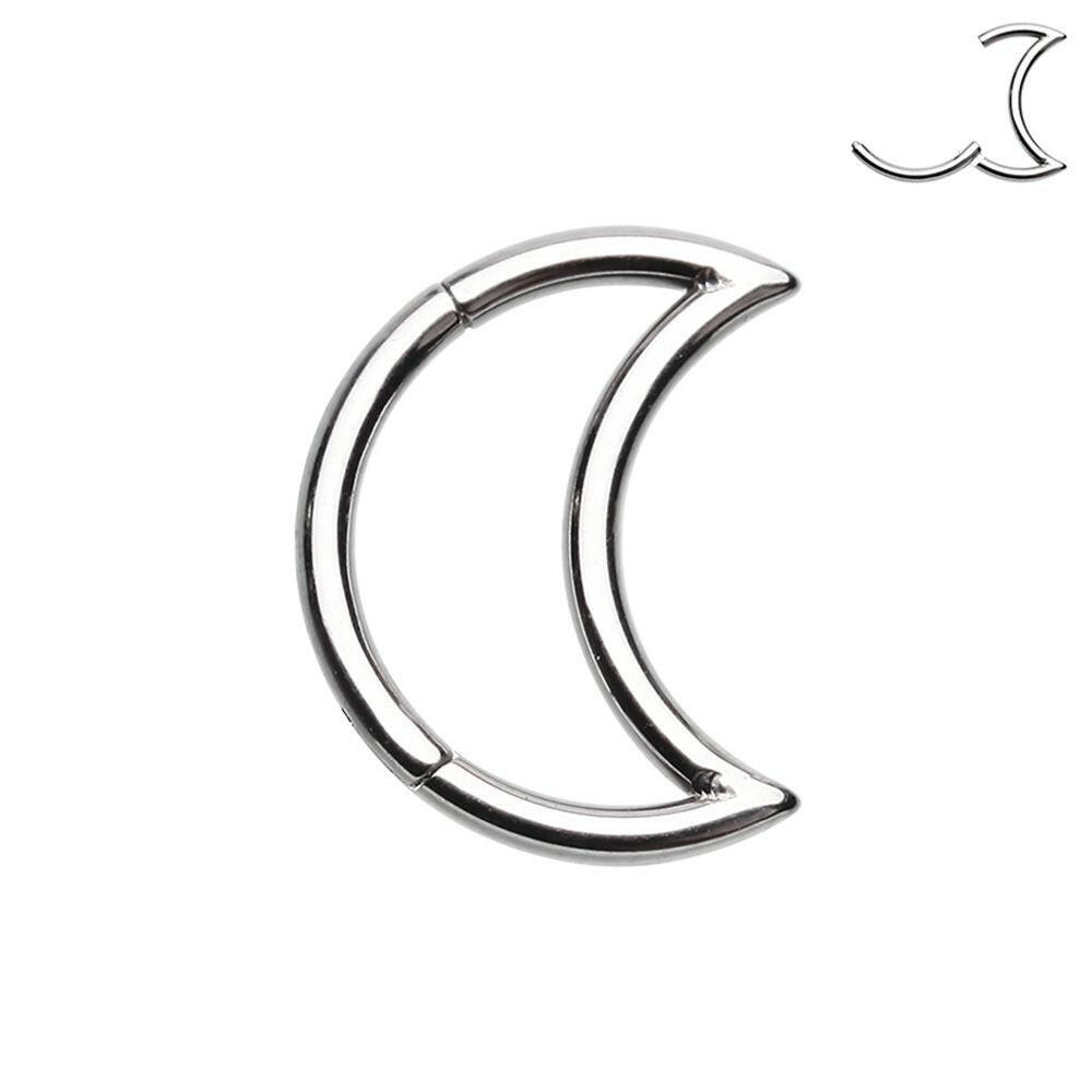 Moon Shape Steel Seamless Hinged Clicker Ring Captive Bead Impulse Piercings 5/16" (8mm)