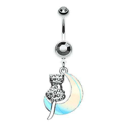 Moonlight Dream Kitty Belly Button Ring Navel Ring Impulse Piercings 14 gauge (1.6mm) Hematite