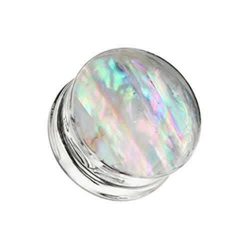 Mother of Pearl Inlay Double Sided Ear Gauge Plug Plugs Impulse Piercings 2 gauge (6.5mm)