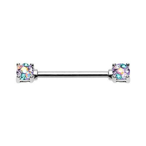 Multi Color Sprinkle Dot Multi Gem Prong Set Nipple Barbell Ring Nipple Ring Impulse Piercings 14 GA (1.6mm) Bohemian