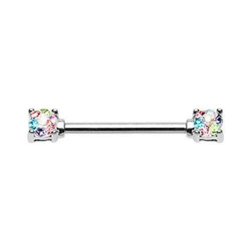 Multi Color Sprinkle Dot Multi Gem Prong Set Nipple Barbell Ring Nipple Ring Impulse Piercings 14 GA (1.6mm) Candy