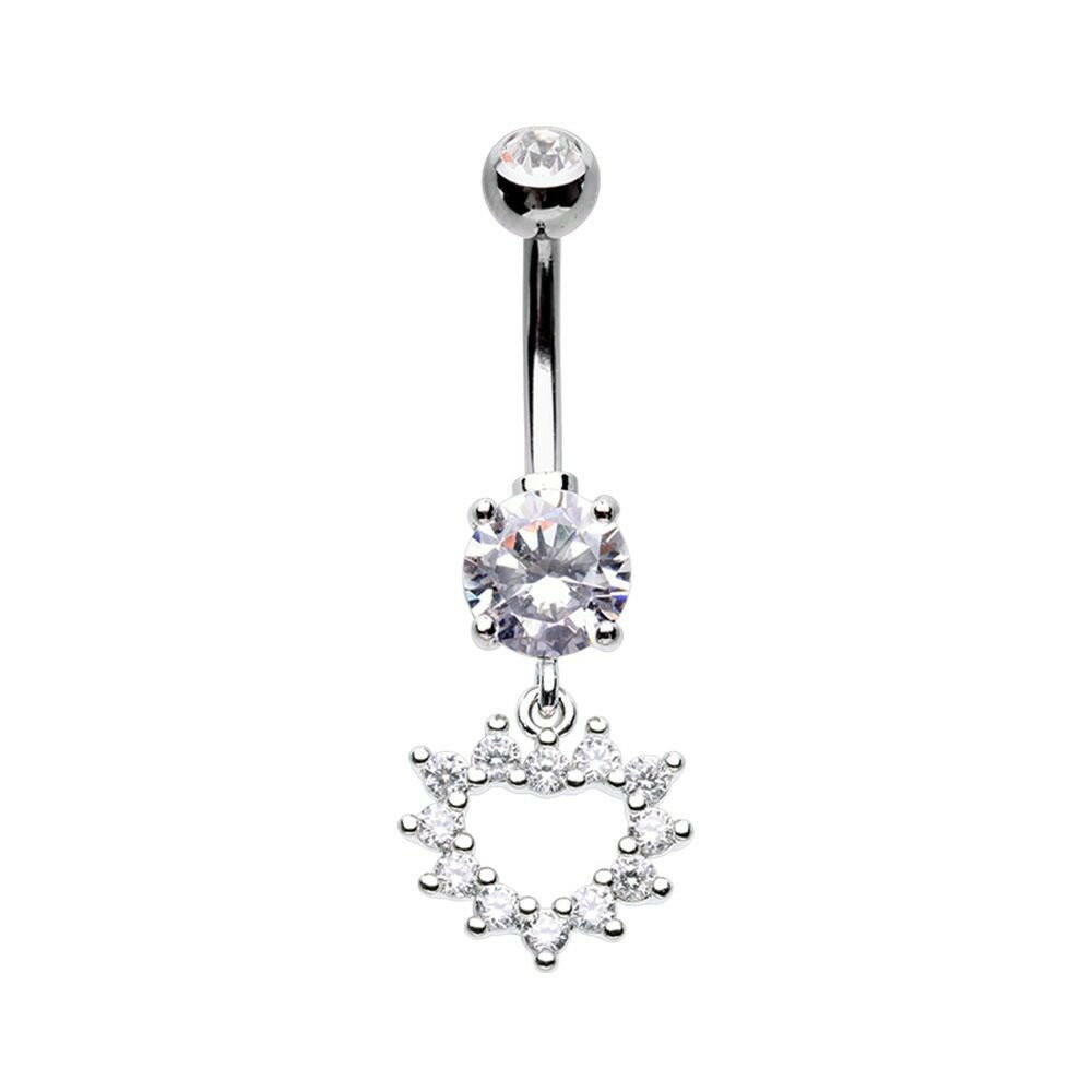 Multi Gem Heart Dangle Cubic Zirconia Belly Button Ring Navel Ring Impulse Piercings