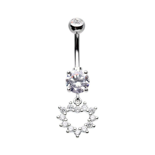 Multi Gem Heart Dangle Cubic Zirconia Belly Button Ring Navel Ring Impulse Piercings