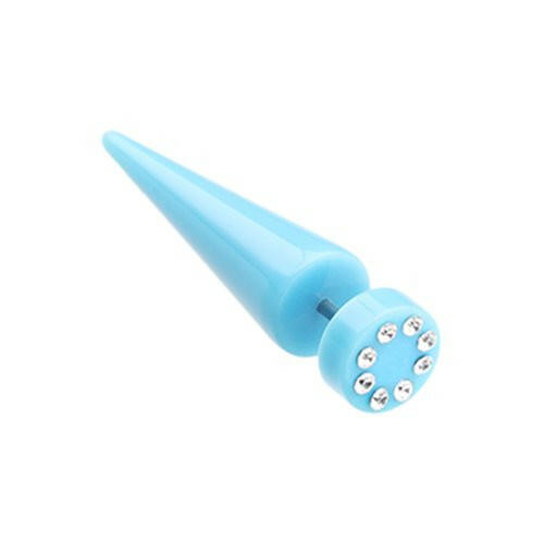 Multi Gem Solid Acrylic Fake Taper Fake Plug Earrings Impulse Piercings 18 gauge(1mm) Light Blue