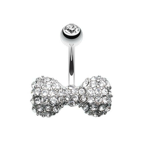 Multi Gem Sparkle Bow-Tie Belly Button Ring Navel Ring Impulse Piercings Clear