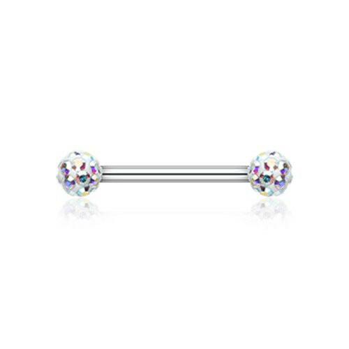 Multi-Gem Sprinkle Dot Nipple Barbell Ring Nipple Ring Impulse Piercings 14 GA (1.6mm) Aurora Borealis