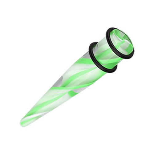 Multi Layered Swirls UV Acrylic Ear Stretching Taper Tapers Impulse Piercings 14 GA (1.6mm) Green