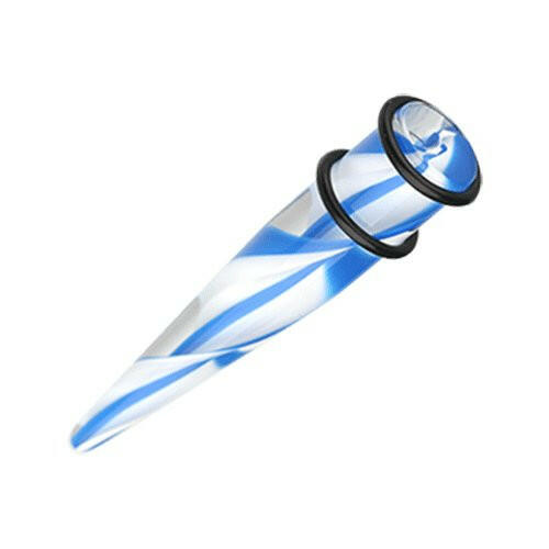 Multi Layered Swirls UV Acrylic Ear Stretching Taper Tapers Impulse Piercings 14 GA (1.6mm) Blue