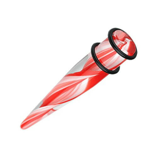 Multi Layered Swirls UV Acrylic Ear Stretching Taper Tapers Impulse Piercings 14 GA (1.6mm) Red