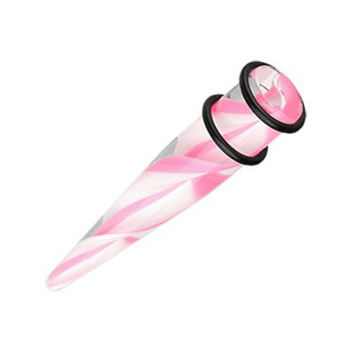 Multi Layered Swirls UV Acrylic Ear Stretching Taper Tapers Impulse Piercings 14 GA (1.6mm) Pink