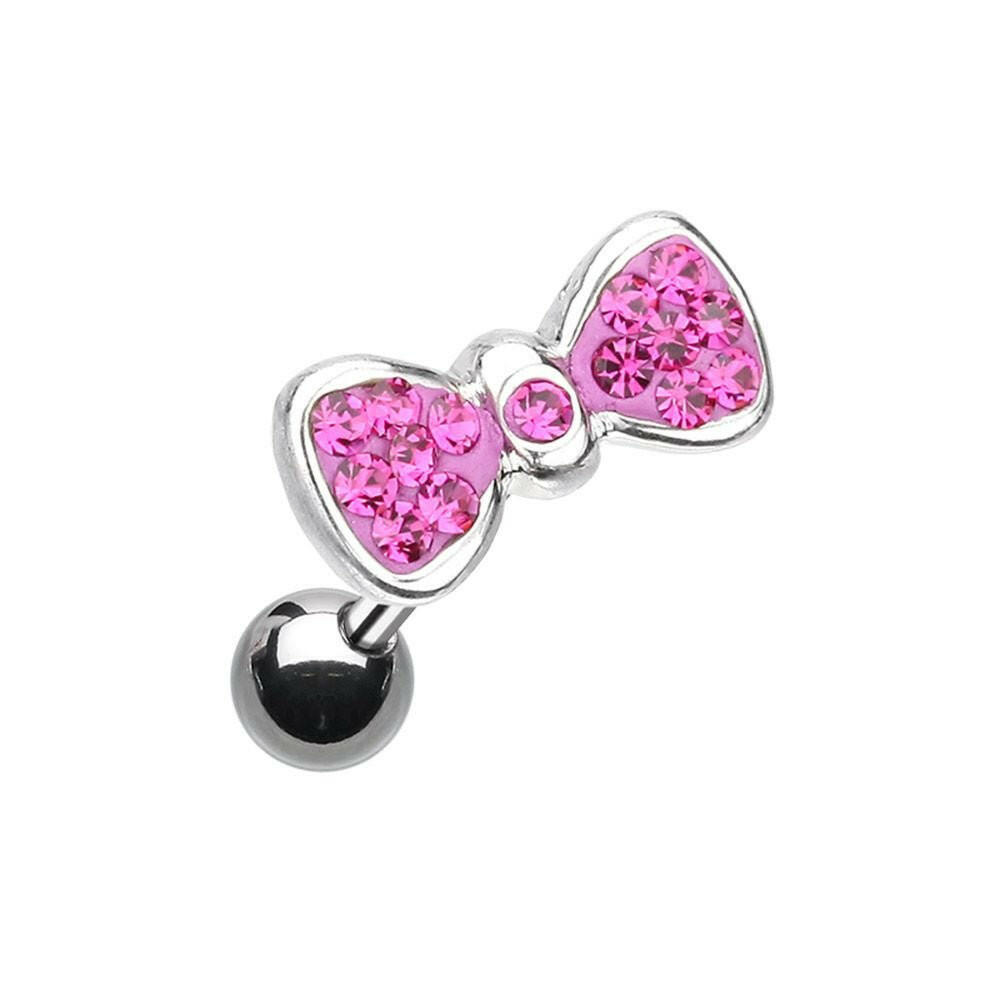 Multi-Sprinkle Dot Bow-Tie Cartilage Tragus Earring Cartilage Earring Impulse Piercings Fuchsia