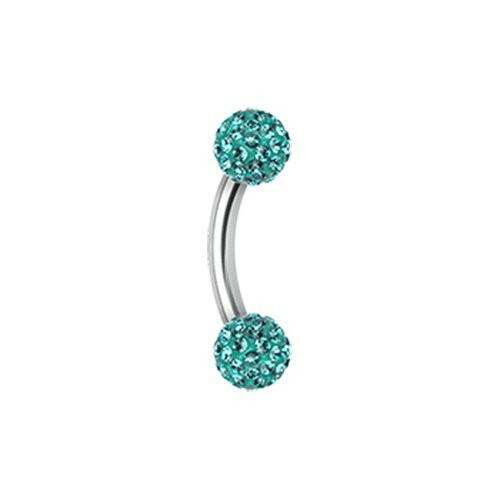 Multi-Sprinkle Dot Curved Barbell Eyebrow Ring Curved Barbell Impulse Piercings 5/32" (4mm) Teal