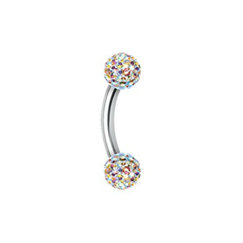 Multi-Sprinkle Dot Curved Barbell Eyebrow Ring Curved Barbell Impulse Piercings 5/32" (4mm) Aurora Borealis