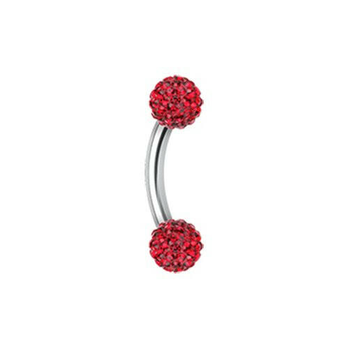 Multi-Sprinkle Dot Curved Barbell Eyebrow Ring Curved Barbell Impulse Piercings 5/32" (4mm) Red