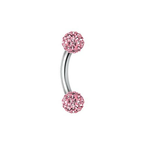 Multi-Sprinkle Dot Curved Barbell Eyebrow Ring Curved Barbell Impulse Piercings 5/32" (4mm) Light Pink