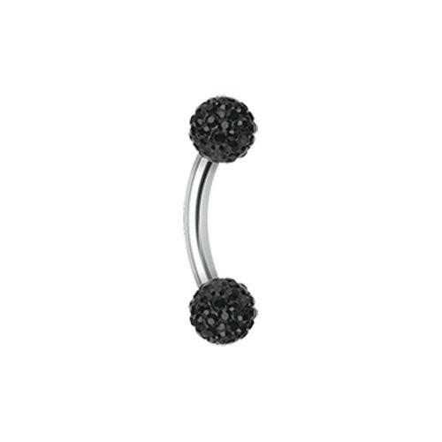 Multi-Sprinkle Dot Curved Barbell Eyebrow Ring Curved Barbell Impulse Piercings 3/16" (5mm) Black