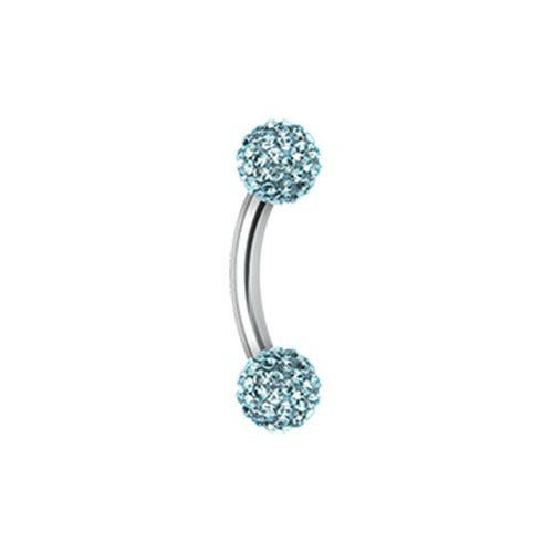 Multi-Sprinkle Dot Curved Barbell Eyebrow Ring Curved Barbell Impulse Piercings 5/32" (4mm) Aqua