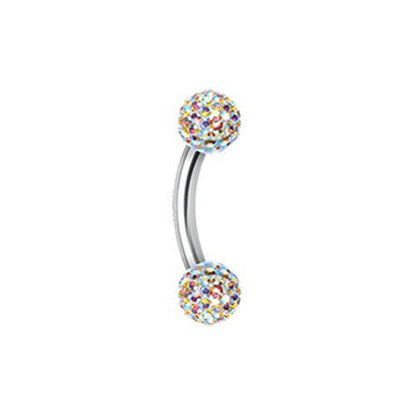 Multi-Sprinkle Dot Curved Barbell Eyebrow Ring Curved Barbell Impulse Piercings Aurora Borealis