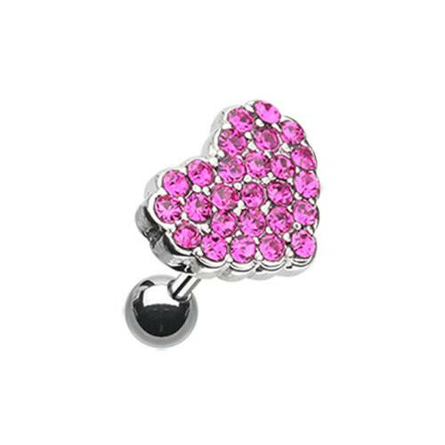 Multi-Sprinkle Dot Heart Multi-Gem Cartilage Tragus Earring Cartilage Earring Impulse Piercings Fuchsia