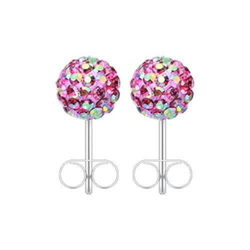 Multi-Sprinkle Dot Multi Gem Aurora Ball Ear Stud Earrings Earring Impulse Piercings 3mm Fuchsia/Aurora Borealis