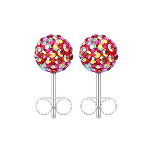 Multi-Sprinkle Dot Multi Gem Aurora Ball Ear Stud Earrings Earring Impulse Piercings 3mm Red/Aurora Borealis