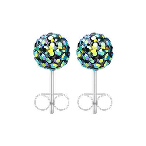 Multi-Sprinkle Dot Multi Gem Aurora Ball Ear Stud Earrings Earring Impulse Piercings 3mm Black/Aurora Borealis