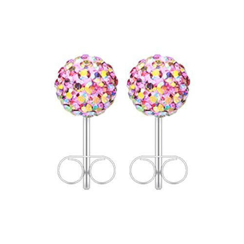 Multi-Sprinkle Dot Multi Gem Aurora Ball Ear Stud Earrings Earring Impulse Piercings 3mm Pink/Aurora Borealis