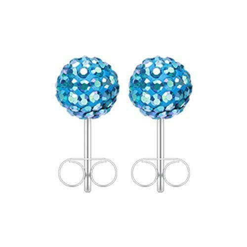 Multi-Sprinkle Dot Multi Gem Aurora Ball Ear Stud Earrings Earring Impulse Piercings 3mm Capri Blue/Aurora Borealis