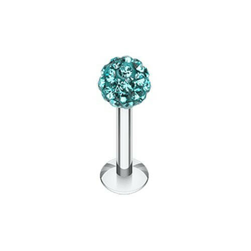 Multi-Sprinkle Dot Multi Gem Ball Steel Labret Labret Impulse Piercings 16 GA (1.2mm) Teal