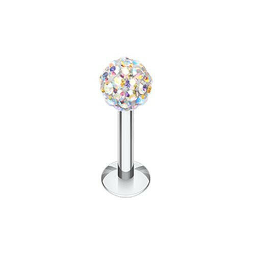 Multi-Sprinkle Dot Multi Gem Ball Steel Labret Labret Impulse Piercings 14 GA (1.6mm) Aurora Borealis