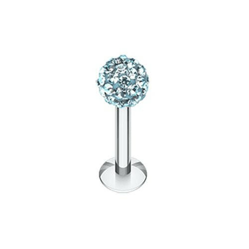 Multi-Sprinkle Dot Multi Gem Ball Steel Labret Labret Impulse Piercings 14 GA (1.6mm) Aqua