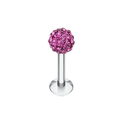 Multi-Sprinkle Dot Multi Gem Ball Steel Labret Labret Impulse Piercings 14 GA (1.6mm) Fuchsia