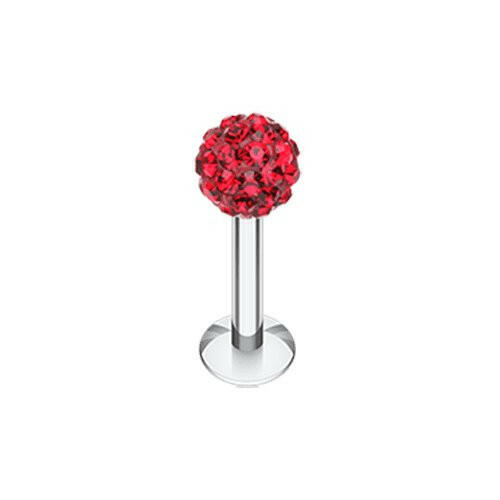 Multi-Sprinkle Dot Multi Gem Ball Steel Labret Labret Impulse Piercings 14 GA (1.6mm) Red