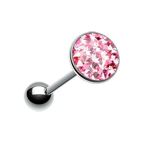 Multi-Sprinkle Dot Multi Gem Barbell Tongue Ring Barbell Impulse Piercings Pink