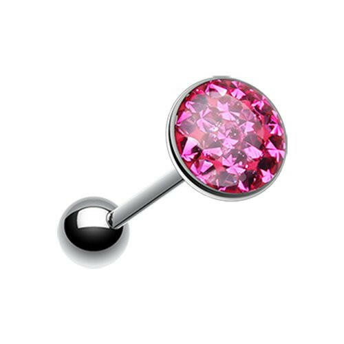 Multi-Sprinkle Dot Multi Gem Barbell Tongue Ring Barbell Impulse Piercings Fuchsia