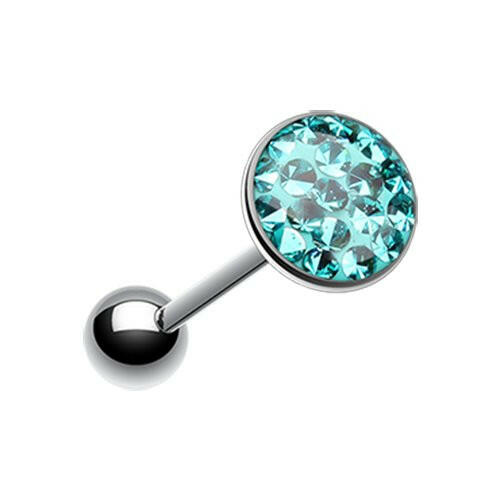 Multi-Sprinkle Dot Multi Gem Barbell Tongue Ring Barbell Impulse Piercings Teal