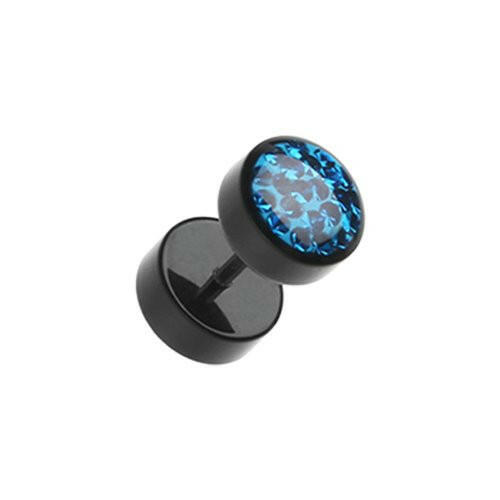 Multi-Sprinkle Dot Multi Gem Black UV Fake Plug Fake Plug Impulse Piercings 16 gauge (1.2mm) Blue