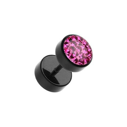 Multi-Sprinkle Dot Multi Gem Black UV Fake Plug Fake Plug Impulse Piercings 16 gauge (1.2mm) Fuchsia