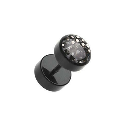 Multi-Sprinkle Dot Multi Gem Black UV Fake Plug Fake Plug Impulse Piercings 16 gauge (1.2mm) Hematite