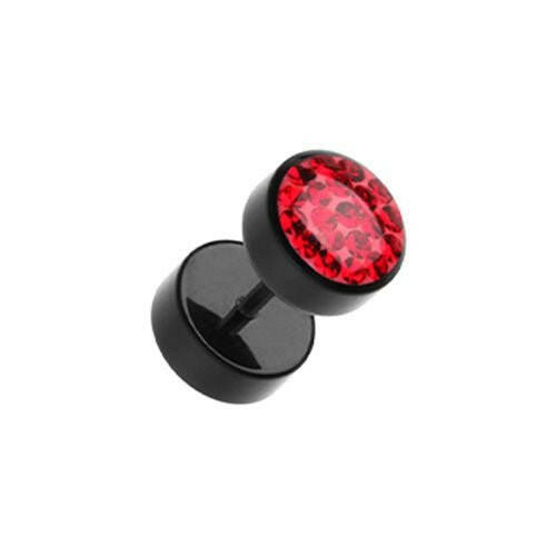 Multi-Sprinkle Dot Multi Gem Black UV Fake Plug Fake Plug Impulse Piercings 16 gauge (1.2mm) Red