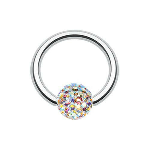 Multi-Sprinkle Dot Multi Gem Captive Bead Ring Captive Bead Impulse Piercings 16 GA (1.2mm) 5/32" (4mm) Aurora Borealis