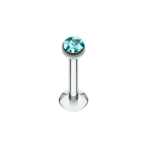 Multi-Sprinkle Dot Multi Gem Dome Labret Labret Impulse Piercings 16 GA (1.2mm) Teal