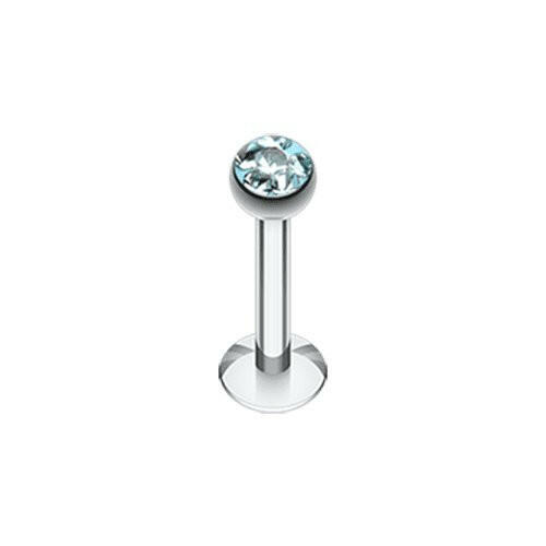 Multi-Sprinkle Dot Multi Gem Dome Labret Labret Impulse Piercings 16 GA (1.2mm) Aqua