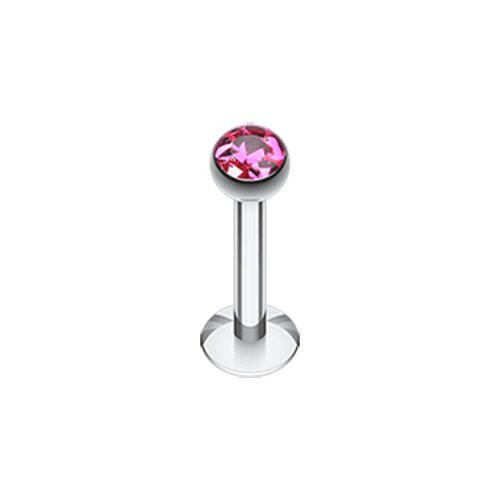 Multi-Sprinkle Dot Multi Gem Dome Labret Labret Impulse Piercings 16 GA (1.2mm) Fuchsia